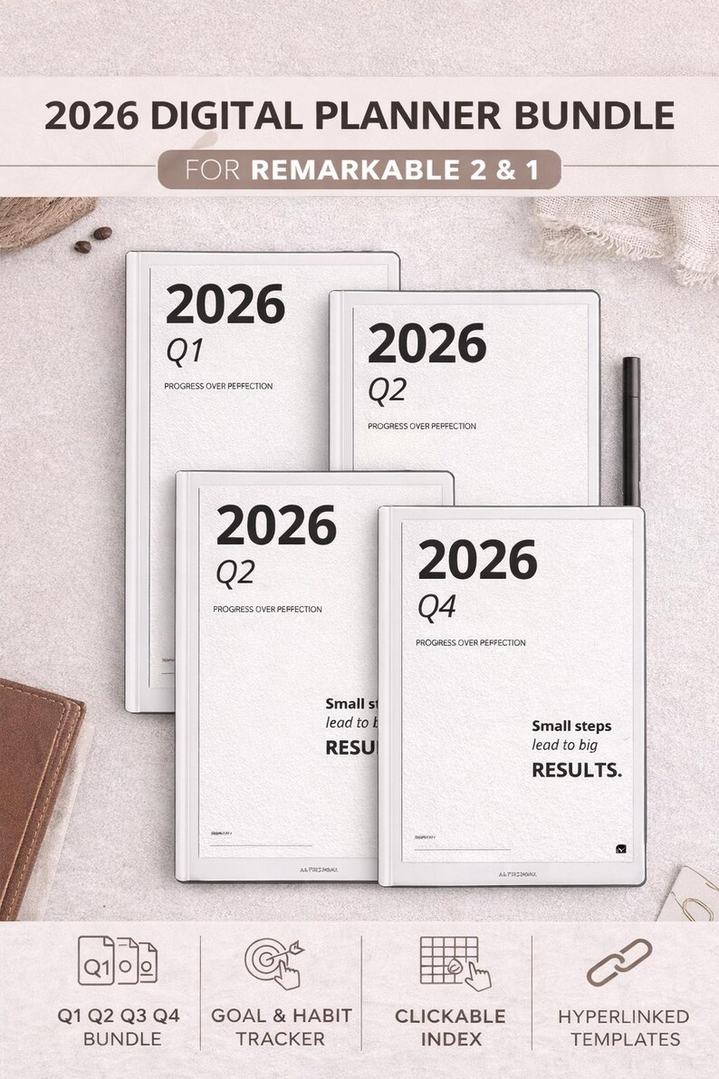 2026 Quarterly Digital Planner Bundle for Remarkable | Minimalist Daily ...