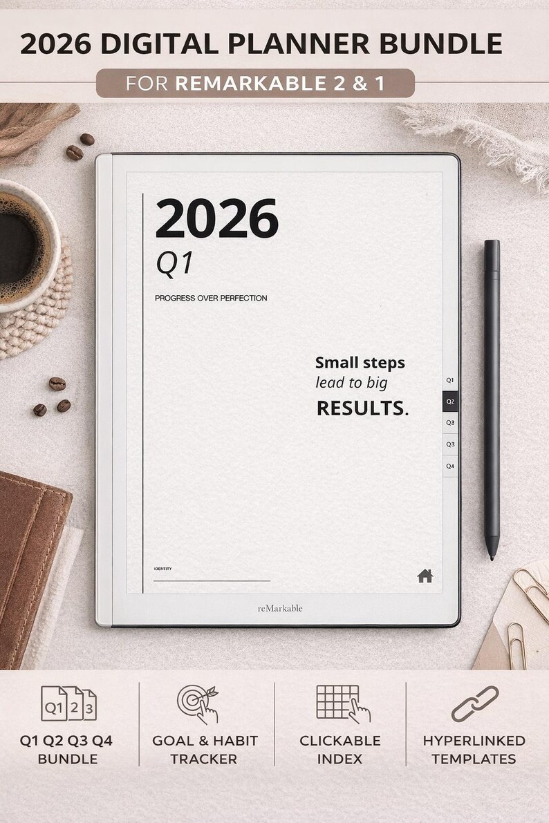 2026 Quarterly Digital Planner Bundle for Remarkable | Minimalist Daily ...