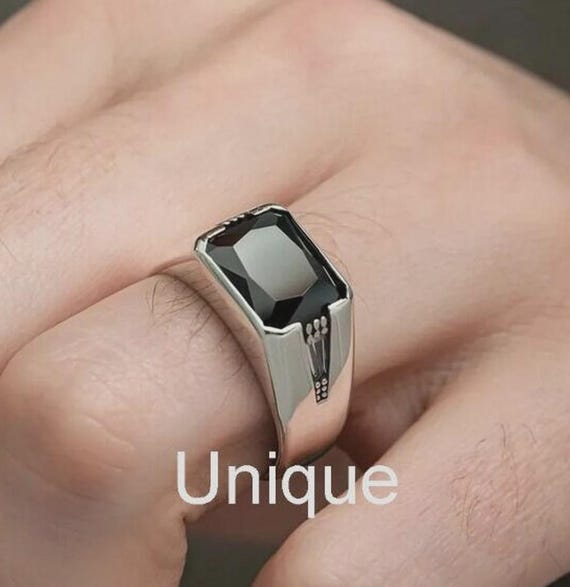 Black Hakik Gemstone Ring,sulemani Aqeeq Silver Ring,black Hakik