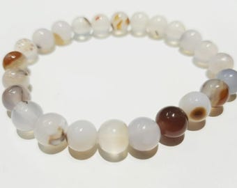 Natürliches weißes Onyx Armband, Brasilien Onyx Armband, Shainy weißer Onyx Rundschliff Armband, weiße Perlen Armband, Armband Geschenk für ihn