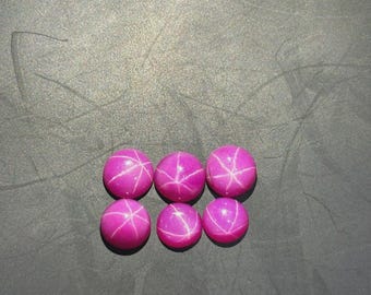 Pink Lindy Star Sapphire Gemstone,5mm Cabochon Round Shape , Natural 6Rays Sapphire Loose Stone For  Jewelry Making