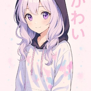 Kawaii Anime Girl PNG: Pink Manga Art, Commercial Use (Digital Download)