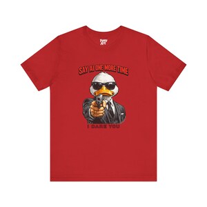 Say AI One More Time T-Shirt, Anti AI Artist Humor Tee Shirt Red
