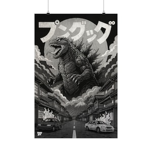 Godzilla Movie Poster: Retro Japanese Kaiju Art Print