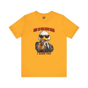 Say AI One More Time T-Shirt, Anti AI Artist Humor Tee Shirt Gold