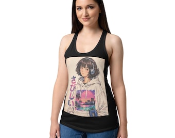Letnia koszulka typu racerback w stylu anime z lat 90. w stylu pop city, retro, japońska odzież