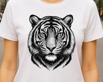 Tiger Head T-Shirt - Cotton Tee - Gift for Animal Lovers