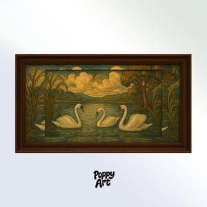 Samsung Frame TV Art: Spring Swan Lake Art Nouveau (Digital Download)