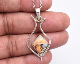 Handmade Maligano Jasper Pendant Necklace, Sterling Silver