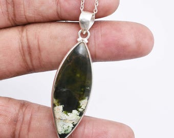 Chrome Chalcedony 925 Sterling Silver Pendant, Handmade Jewelry