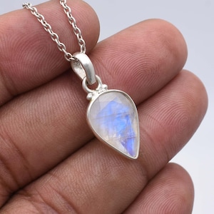 Rainbow Moonstone Pendant: Handmade Sterling Silver Crystal Jewelry