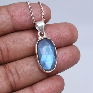Blue Labradorite Pendant: Handmade 925 Sterling Silver Gemstone
