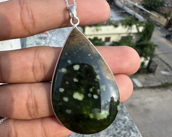 Handmade Chrome Chalcedony Pendant, 925 Sterling Silver Jewelry