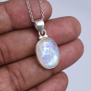 Rainbow Moonstone Pendant: Handmade Sterling Silver Crystal Jewelry