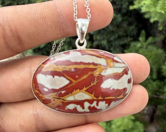 Noreena Jasper Pendant, Handmade Necklace, Natural Jasper Gemstone Pendant, 925 Sterling Silver Pendant, Oval Shape Pendant, Gift For Her