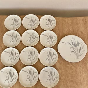 Vintage 1960/70s Gien France faience dessert plates set, French cake plate, mid century tableware, collectible French pottery, vintage decor