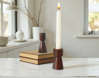 Wooden Candle Holder 2pcs Elegant Natural Wood Pillar Candle Stand Home Decor Table Decor Christmas Decor Weeding Decor Gift for friends