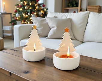 Christmas Tree Ceramic Candle Holder Ceramic Tealight Candle Table Decor Home Decor Christmas Decor Christmas Gift Gift for Friends