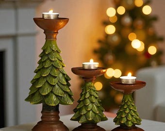 Candle Holder Christmas Tree Candle Resin Candle Home Decor Table Decor Christmas Decor Holiday Gift Christmas Gift Gift for friends
