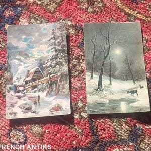 Lot de 2 Cartes postales française et anglaise anciennes, envoyée en 1908 et 1913, de France, thème Joyeux Noel.