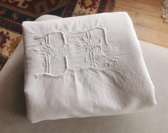 Alte französische Leinen Französische Spitze mit Monogramm C.P.