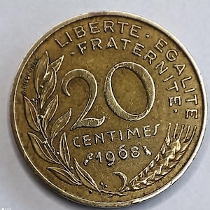 France, 20 cents franc , 1968, franc2014#156/7, KM#930, SUP, Historic collection coin,