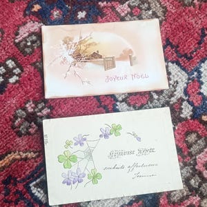 Lot de 2 Cartes postales françaises anciennes, envoyée début 1900 (1903 et 1911), de France  thème fêtes de fin d&#39;année et Joyeux Noël