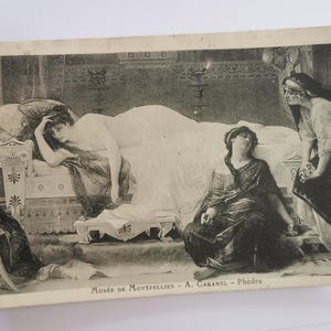 Carte postale française ancienne, 1911, zdjęcie tableau „Le Cèdre” d&#39;A.Cabanel exposé w listopadzie 1911 w Musée de Montpellier we Francji.
