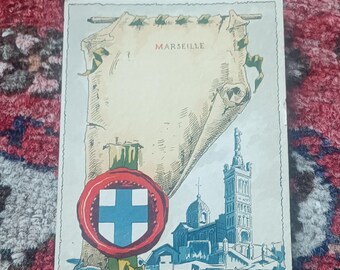 Vintage French Marseille Postcard, Notre Dame de la Garde