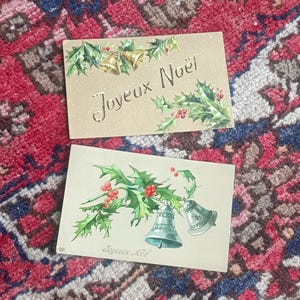 Lot de 2 Cartes postales françaises anciennes, envoyée début 1900 (1909), de France, thèmeJoyeux Noël .