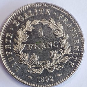 France, 1 franc République, 1992, pièce commémorative de collection, bicentenaire de la révolution française