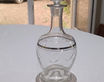 Vintage Art Deco Kristall Karaffe: Französische Silberne Liseré Karaffe, 1930er Jahre