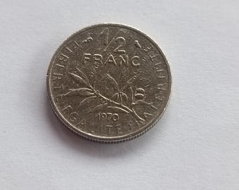 フランス 5 セント硬貨、1/2 FR、1966、1967、1970、1977、1978、1984