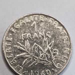 moneta kolekcjonerska, Francja, 1 frank Semeuse, 1960, duże 0, frank2014#226/5, SUP+