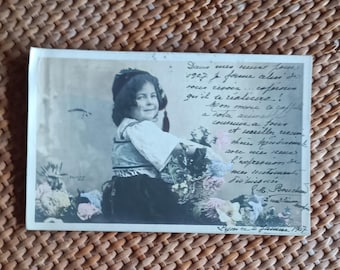Carte postale française ancienne, romantique , 1907