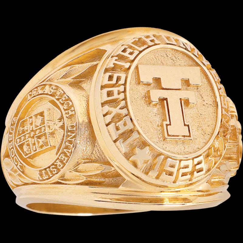 Texas Tech University Class Ring 925 Sterling Silver TTU