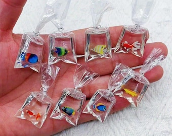 10pcs Resin Goldfish In A Bag Charms Koi Fish Pendant