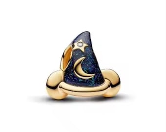 Disney Musse Pigg Trollkarlshatt Berlock för Armband eller Halsband Silver, Halsbandshänge, Handgjort, Resehänge, 925 Sterling Silver