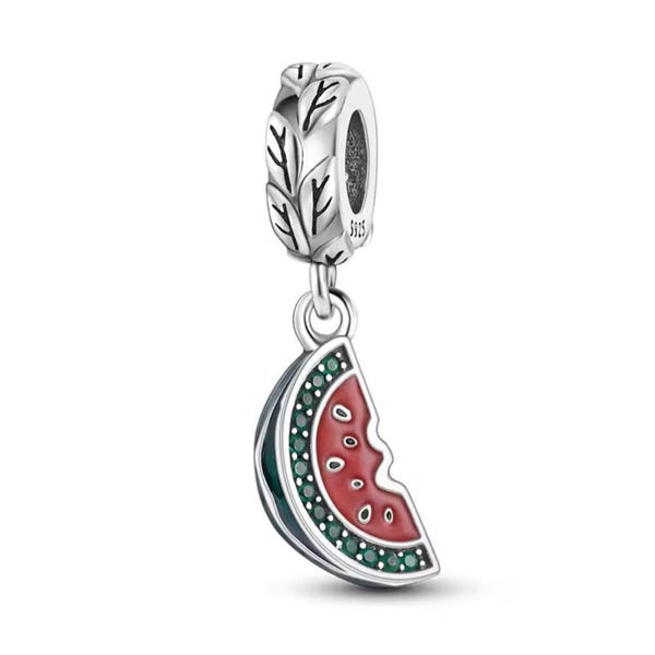 Watermelon charm 925 Sterling Silver charms for bracelet dangle, Fit for Pandora Bracelet