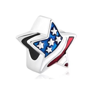 4th of July Charm, USA Charm for Bracelet, USA Flag Charm, American Charm, 925 Sterling Silver, Patriotic Day, Independence day