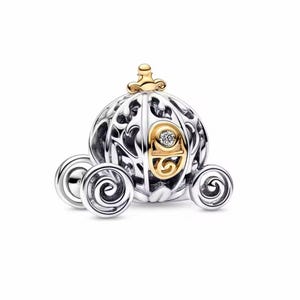 Cinderella Carriage Charm, 925 Sterling Silver, Cinderella Charms, Princess Charm, Fits for Pandora Bracelet, Gift for Her, Princess Jewelry
