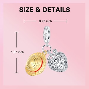 One Piece Charm, Luffy Straw Heat Charms, 925 Sterling Silver, Devil Fruit Charms, Gift for Her, Gift For Daughter, Grandma Gift, Best Gift image 4