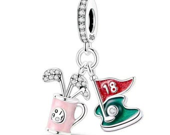 Golfbedel voor armband en ketting, 925 sterlingzilver, cadeaus voor haar of hem, doe-het-zelf sieraden, cadeau voor haar, cadeau voor dochter, oma cadeau