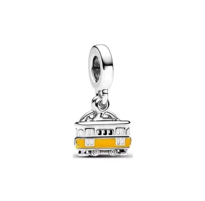 Engravable Lisbon Tram Charm, 925 Sterling Silver, Charm For Bracelet, Gifts for Her image 1