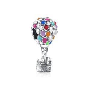 Up House & Balloons Charm, 925 Sterling Silver, Gift For Her, Fit for Bracelet Necklace, For Pandora