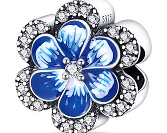 Bracelet Femme Argent Massif 925 – Petite Fleur Cristal Bleu Saphir – Bijouxia