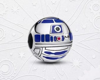 R2-D2 Style Clip Charm, Silver Charm for Bracelet, Sci-Fi Robot Jewelry Gift, Fits Pandora Bracelets