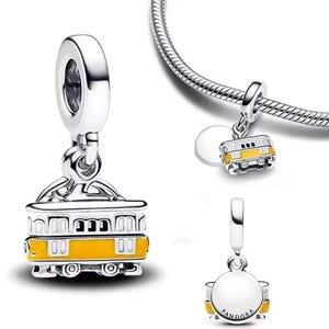Engravable Lisbon Tram Charm, 925 Sterling Silver, Charm For Bracelet, Gifts for Her image 2