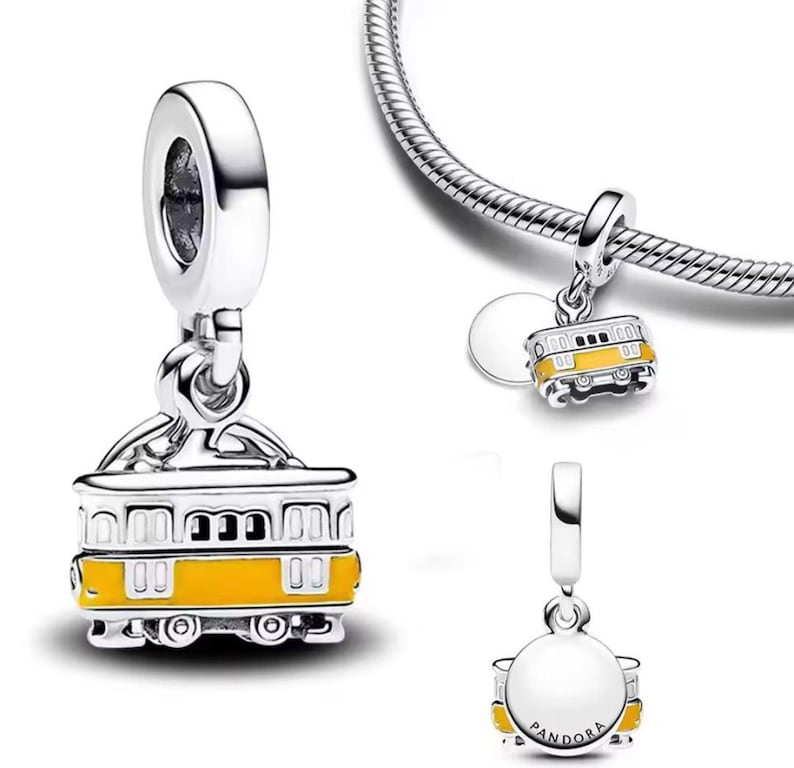 Engravable Lisbon Tram Charm, 925 Sterling Silver, Charm For Bracelet, Gifts for Her image 2