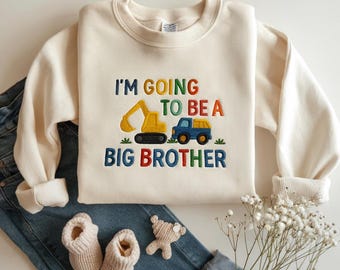 Sweat-shirt Big Brother pour enfant, col ras du cou brodé je vais être un grand frère, chemise pour tout-petit faire-part de grossesse, cadeau pour frères et sœurs
